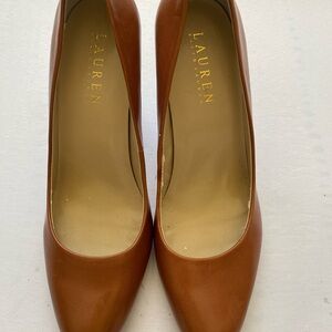Ralph Lauren Brown Leather Heels Almond Toe